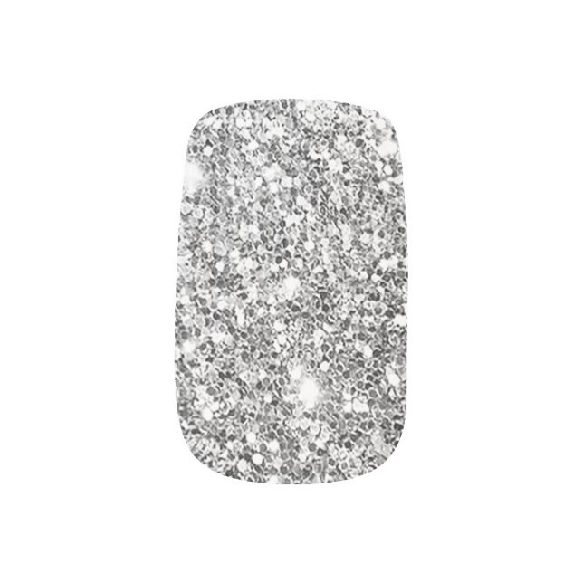 Metallic Silver Glitter Minx Nail Art (Left Thumb)