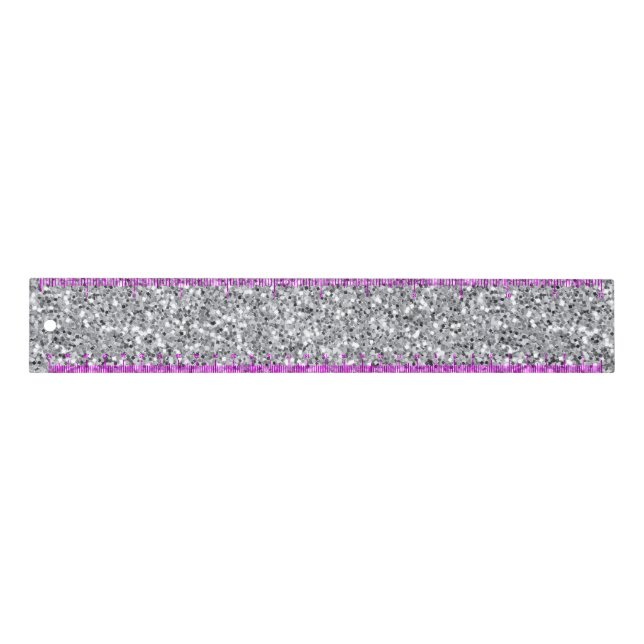 Metallic Silver Glitter Ruler (Front)