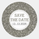 Gold Rose Glitter Save the Date Pink Blush Classic Round Sticker