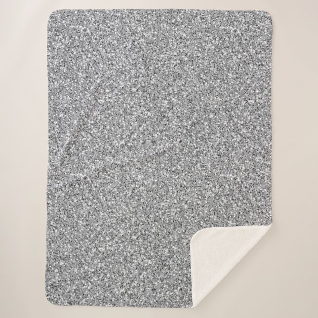 Metallic Silver Glitter Sherpa Blanket (Front)