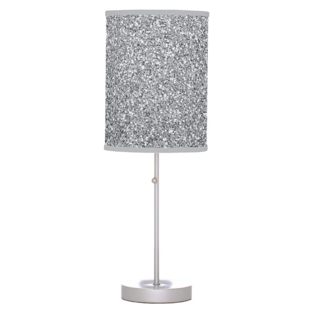 Metallic Silver Glitter Table Lamp (Front)