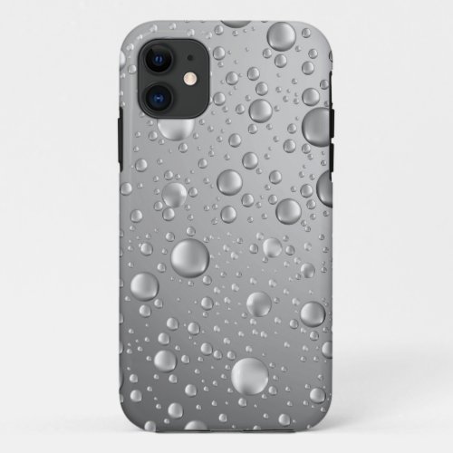 Metallic Silver Gray Abstract Rain Drops iPhone 11 Case