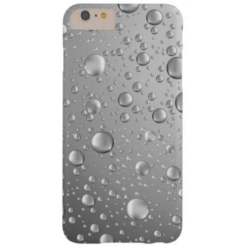 Metallic Silver Gray Abstract Rain Drops Barely There iPhone 6 Plus Case