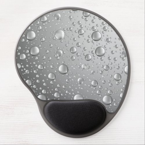 Metallic Silver Gray Abstract Rain Drops Gel Mouse Pad