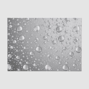Metallic Silver Gray Abstract Rain Drops Tissue Paper