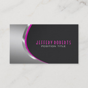 Metallic Silver Gray & Black Carbon Fiber Business Card