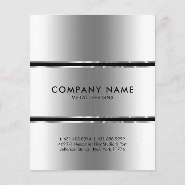 Metallic Silver-Gray & Black Stripes Flyer (Back)