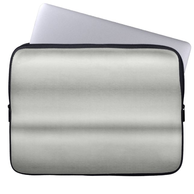 Metallic Silver Gray Brushed Aluminum  Laptop Sleeve (Front)