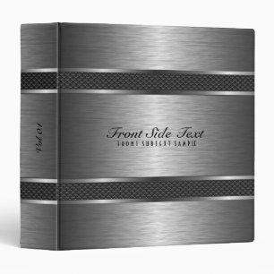 Metallic Silver Gray Brushed Aluminum Look 3 Ring Binder