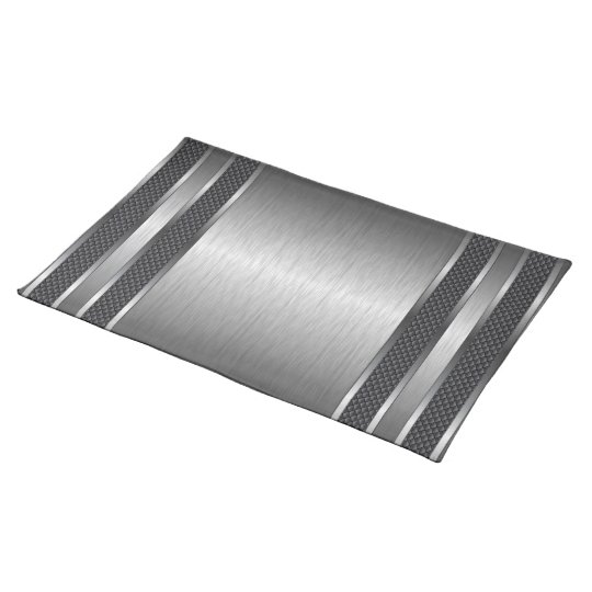 Metallic Silver Gray Brushed Aluminum Look Placemat