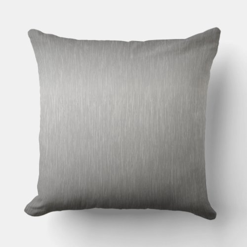 Metallic Silver Gray Brushed Aluminum Look Throw Pillow