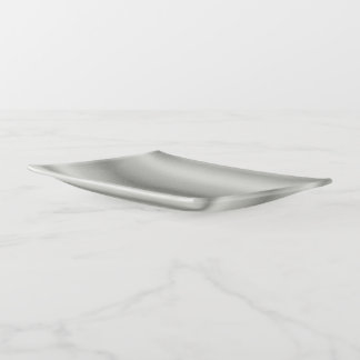 Metallic Silver Gray Brushed Aluminum Trinket Tray