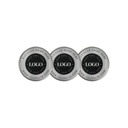 Metallic Silver Gray Custom Logo  Text Business Golf Ball Marker