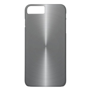 Metallic Silver-Gray Faux Stainless Steel Look iPhone 8 Plus/7 Plus Case