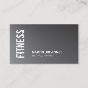 Metallic Silver Gray Fitness Personal Trainer Business Card