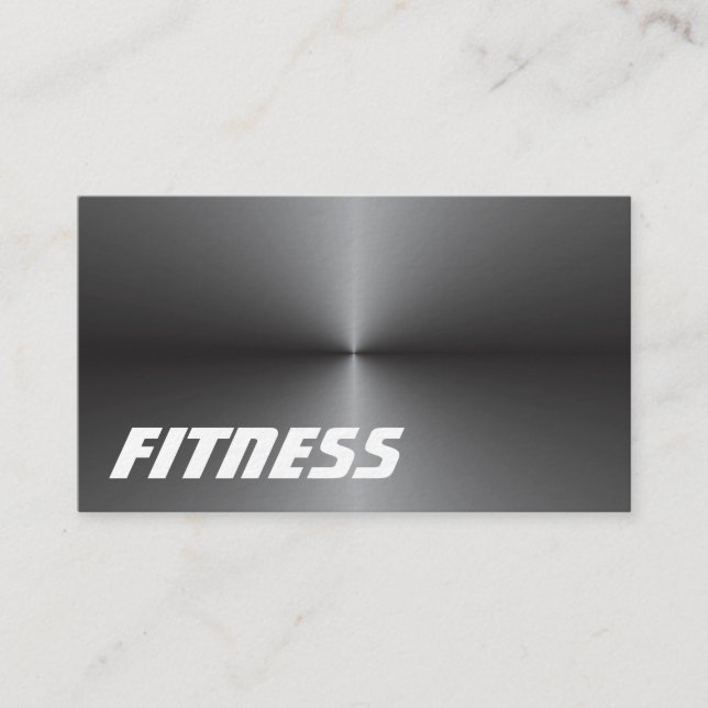 Metallic Silver Gray Fitness Sport Trendy Business Card (Front)