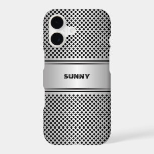 Metallic silver-gray geometric design iPhone 17 case