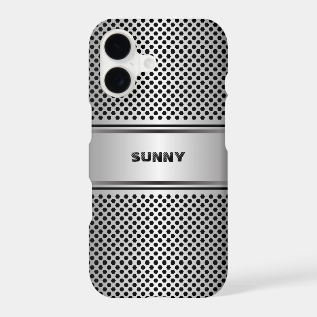 Metallic silver-gray geometric design iphone case (Back)