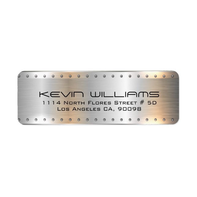 Metallic silver-gray geometric design label (Front)