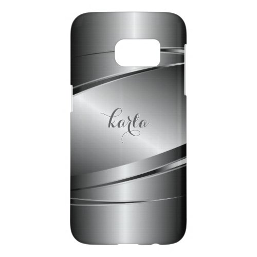 Metallic Silver Gray Modern Geometric Design Samsung Galaxy S7 Case