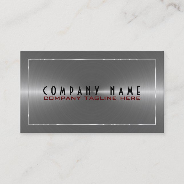 Metallic Silver Gray Stainless Steel Look Business Card (Front)