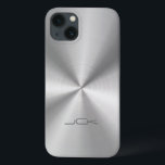 Metallic Silver-Gray Stainless Steel Look iPhone 13 Case<br><div class="desc">Silver tones shiny metallic design with stainless steel look (illustration of metallic texture). In comes in many different shades of gray to shiny black. Not real metal but image of it. Simple and elegant with modern 3 initials customizable monogram. If you need any help customizing any of my designs, contact...</div>