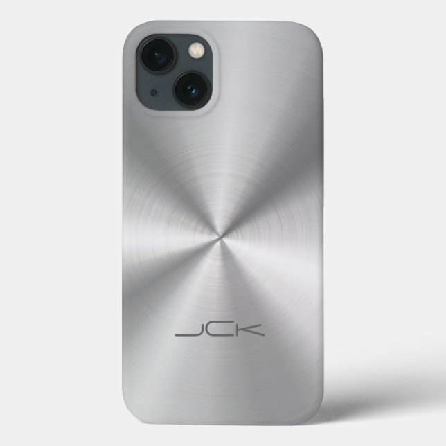 Metallic Silver-Gray Stainless Steel Look Case-Mate iPhone Case (Back)