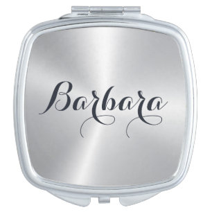 Metallic Silver Gray Stainless Steel Look Mirror For Makeup