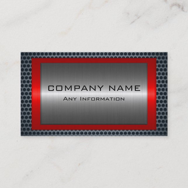 Metallic Silver Gray Steel Metal Hole Look #8 Business Card (Front)
