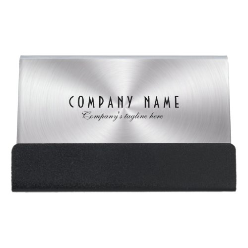Metallic Silver Gray Texture Desk Business Card Holder