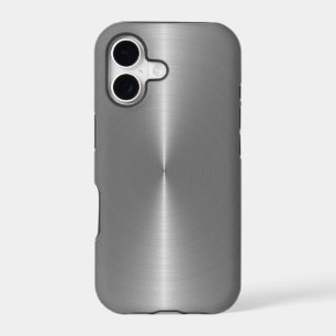 Metallic Silver Gray Texture Stainless Steel Look iPhone 17 Case