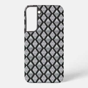 Metallic Silver Harlequin and Glitter Print Samsung Galaxy S22+ Case