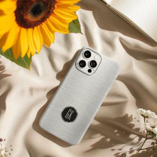 Metallic Silver Image Brushed Aluminum Look iPhone 15 Pro Case