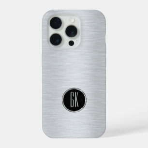 Metallic Silver Image Brushed Aluminum Look iPhone 15 Pro Case