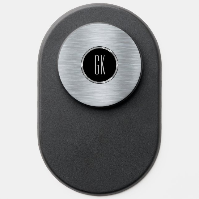 Metallic Silver Image Brushed Aluminum Look PopSocket (Popsocket)