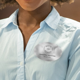 Metallic Silver Logo Hotel Staff Name Job Title  Tag