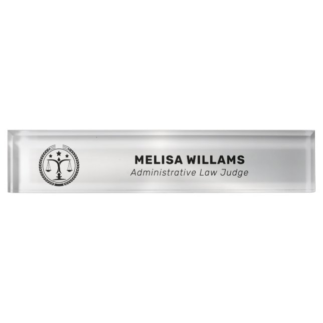 Metallic Silver Look and Black Desk Name Plate (Front)