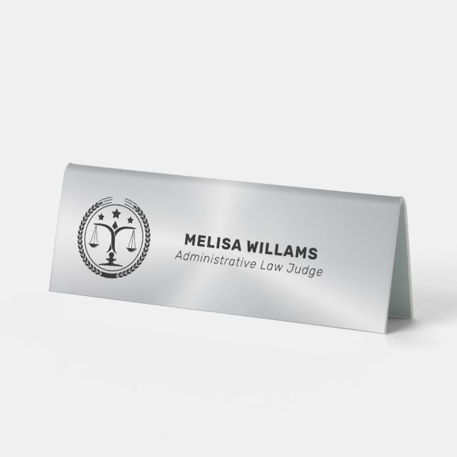 Metallic Silver Look and Black Table Tent (Front)