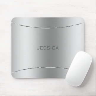 Metallic Silver Look Background Monogramed Mouse Pad