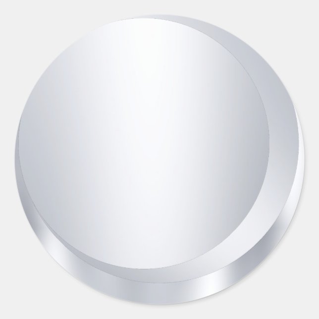 Metallic Silver Look Blank Modern Template Classic Round Sticker (Front)