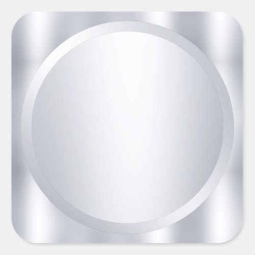Metallic Silver Look Custom Blank Modern Template Square Sticker