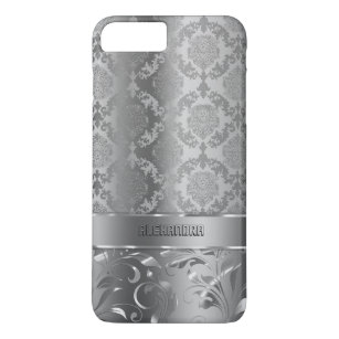 Metallic Silver Look Damasks & Lace iPhone 8 Plus/7 Plus Case