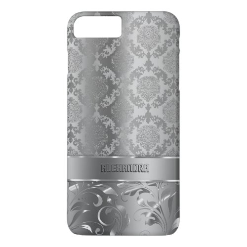Metallic Silver Look Damasks  Lace iPhone 8 Plus7 Plus Case
