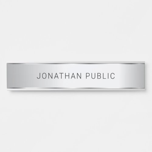 Metallic Silver Look Modern Elegant Template Door Sign