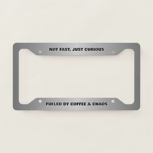 Metallic Silver Look with Custom Text License Plate Frame (Front)