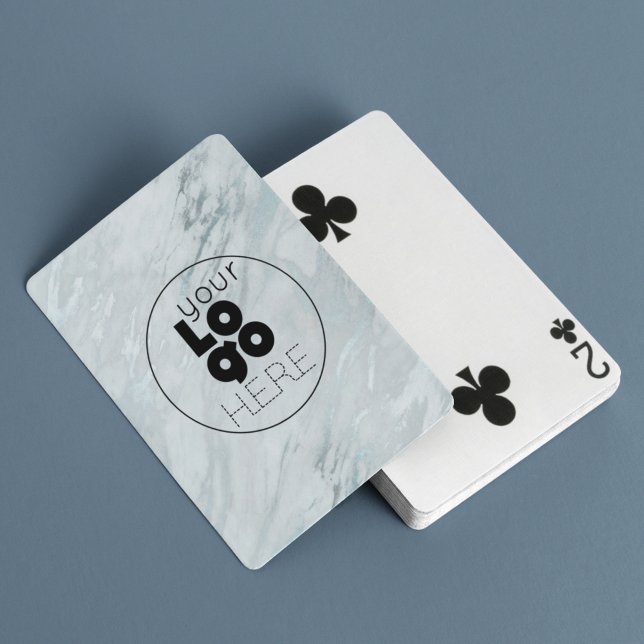 Metallic Silver Marble Business Logo Playing Cards (Creator Uploaded)