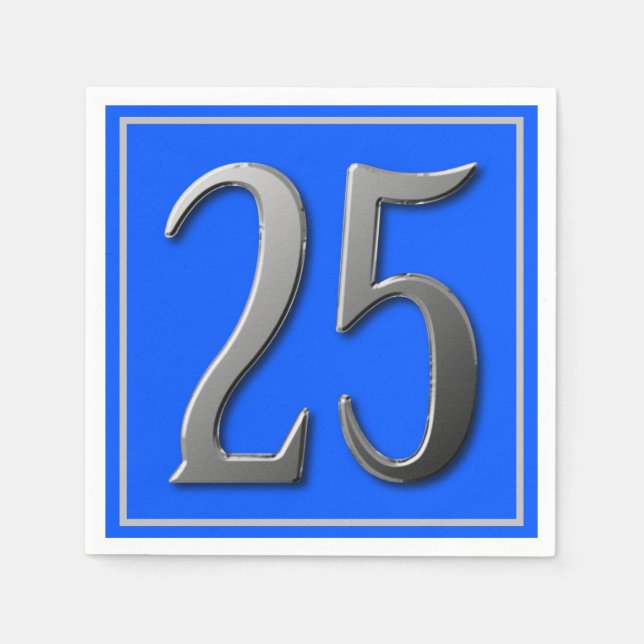 Metallic Silver Number Twenty Five Napkins (Front)