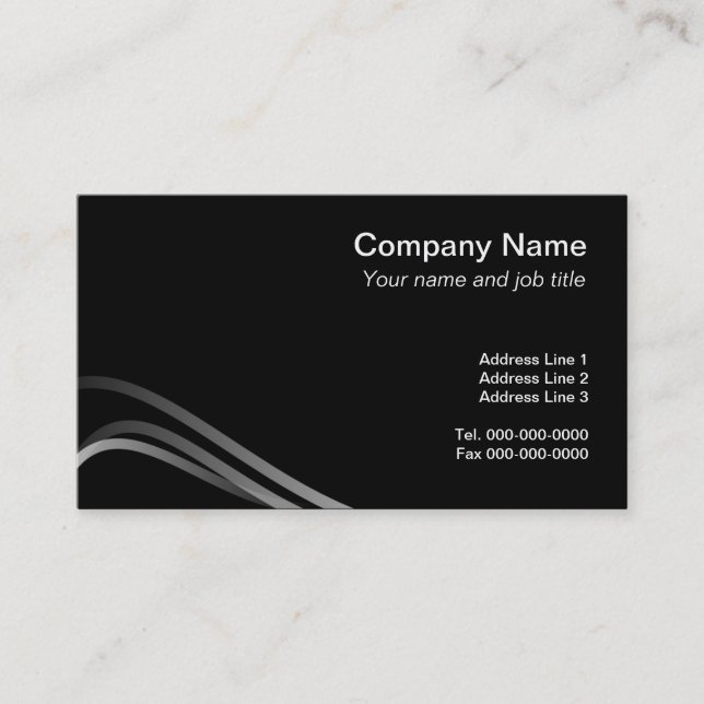 metallic Silver On Black Business card Templates (Front)
