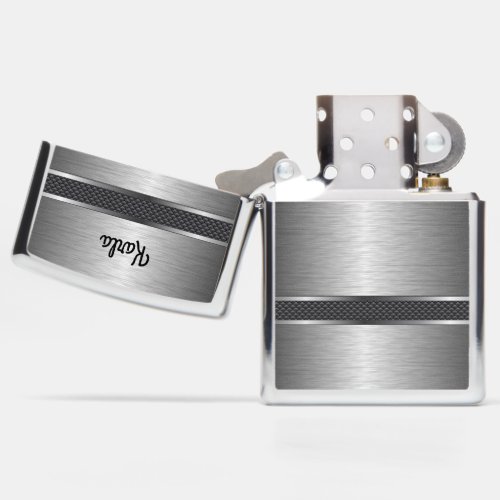 Metallic Silver Print Geometric Design Zippo Lighter