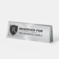 Metallic Silver Reserved Family Crest Monogram